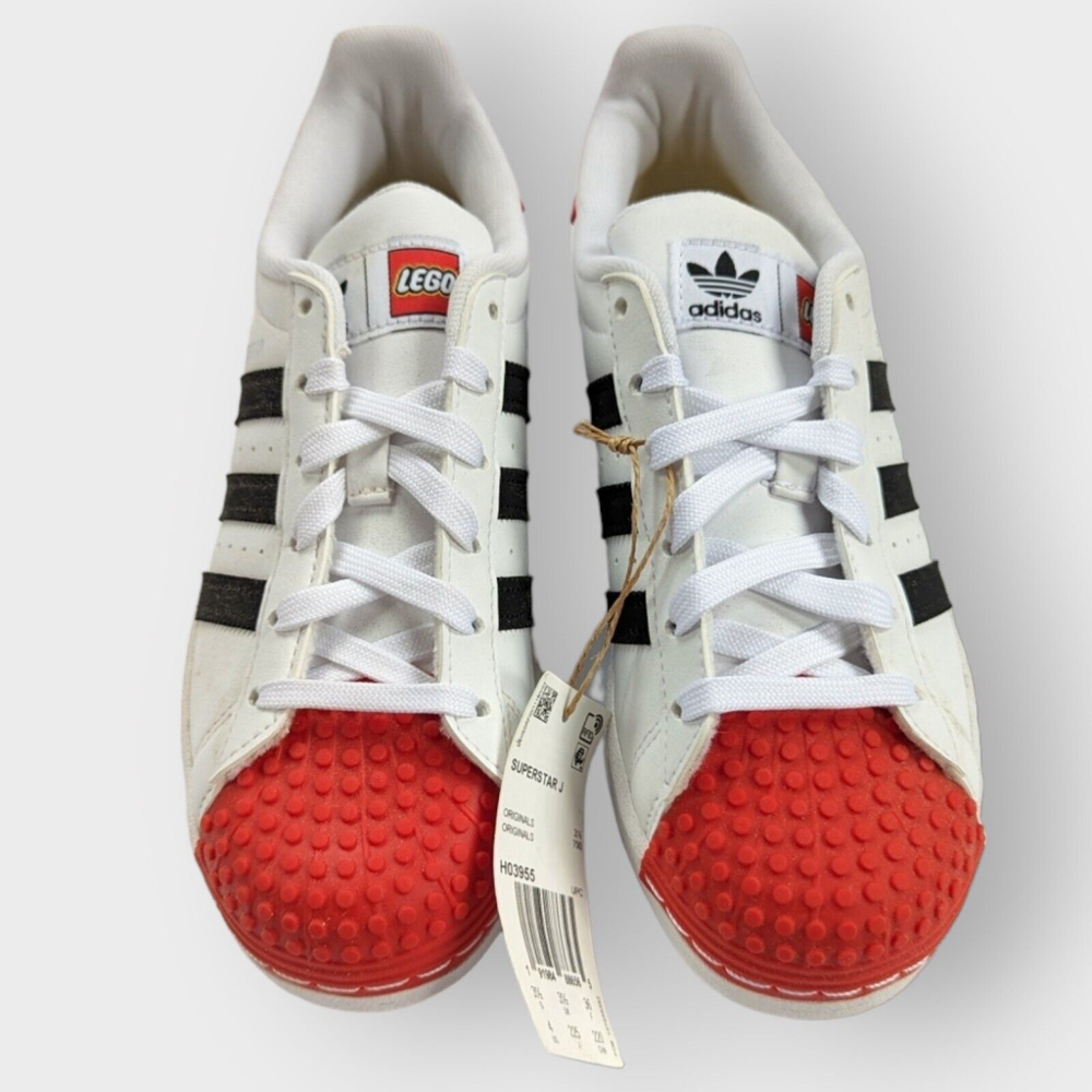 Adidas Big Kids' Originals Superstar J x LEGO Casual Shoes Red Toe H03955